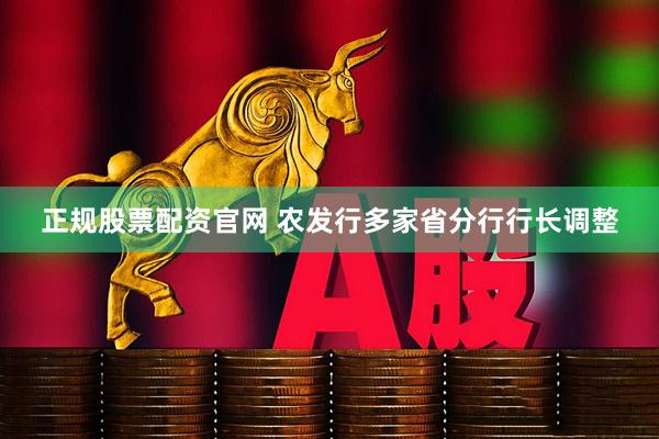 正规股票配资官网 农发行多家省分行行长调整