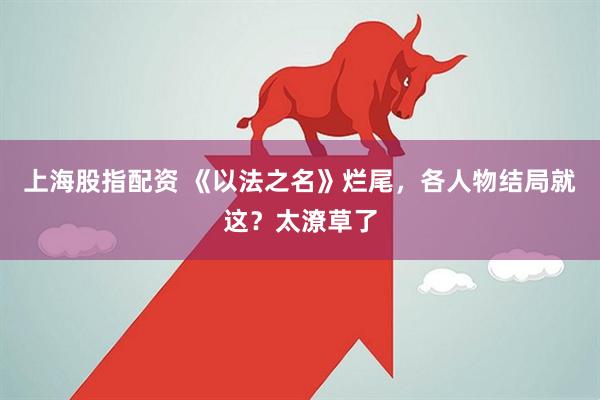 上海股指配资 《以法之名》烂尾，各人物结局就这？太潦草了