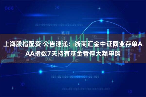 上海股指配资 公告速递：浙商汇金中证同业存单AAA指数7天持有基金暂停大额申购