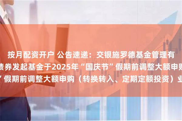按月配资开户 公告速递：交银施罗德基金管理有限公司关于交银纯债债券发起基金于2025年“国庆节”假期前调整大额申购（转换转入、定期定额投资）业务限额
