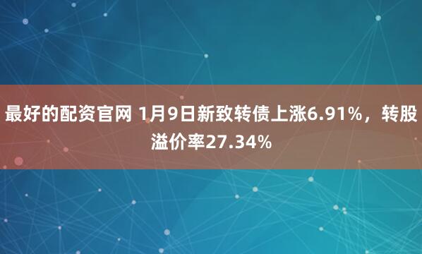 最好的配资官网 1月9日新致转债上涨6.91%,转股溢价率27.34%